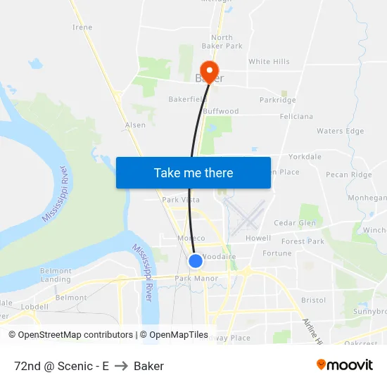 72nd @ Scenic - E to Baker map