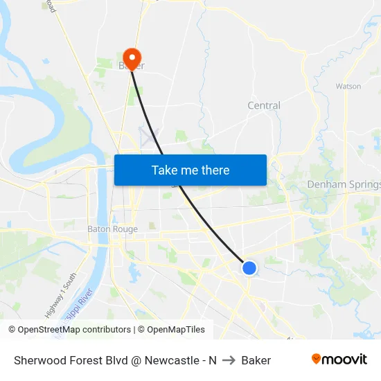 Sherwood Forest Blvd @ Newcastle - N to Baker map