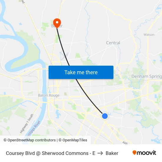 Coursey Blvd @ Sherwood Commons - E to Baker map