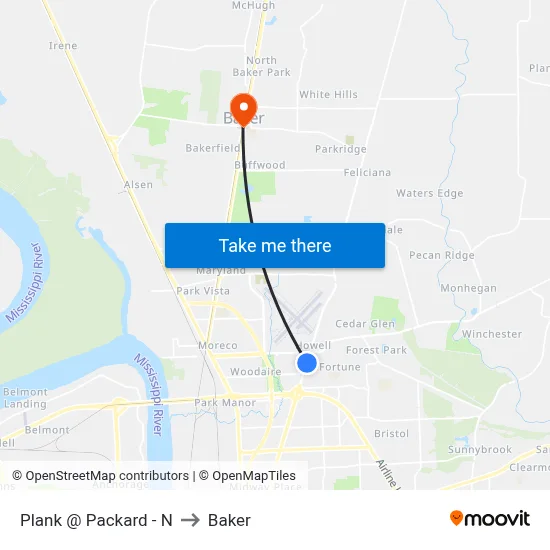 Plank @ Packard - N to Baker map