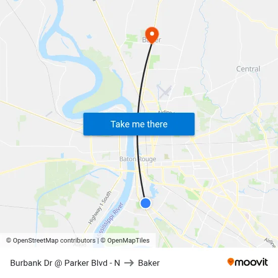 Burbank Dr @ Parker Blvd - N to Baker map