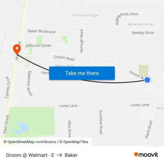 Groom @ Walmart - E to Baker map
