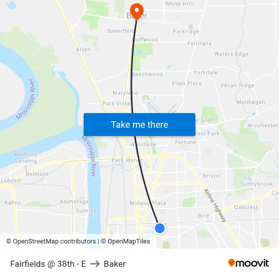 Fairfields @ 38th - E to Baker map