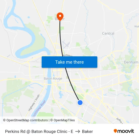 Perkins Rd @ Baton Rouge Clinic - E to Baker map