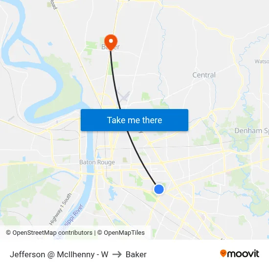 Jefferson @ Mcllhenny - W to Baker map