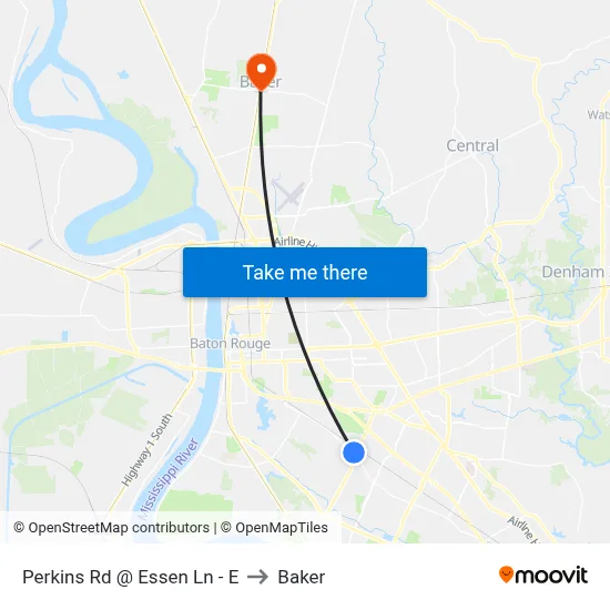 Perkins Rd @ Essen Ln - E to Baker map