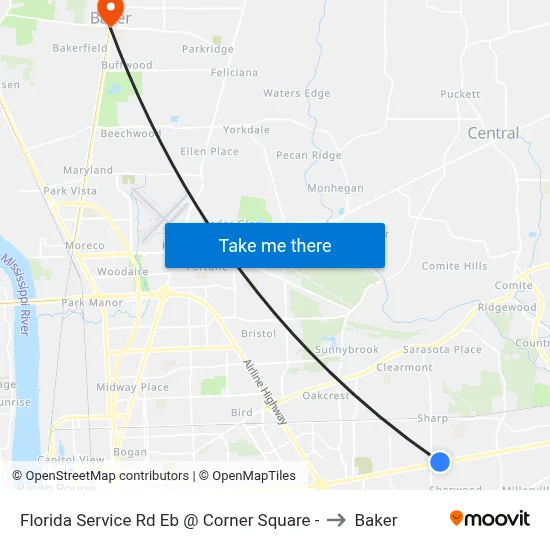 Florida Service Rd Eb @ Corner Square - to Baker map