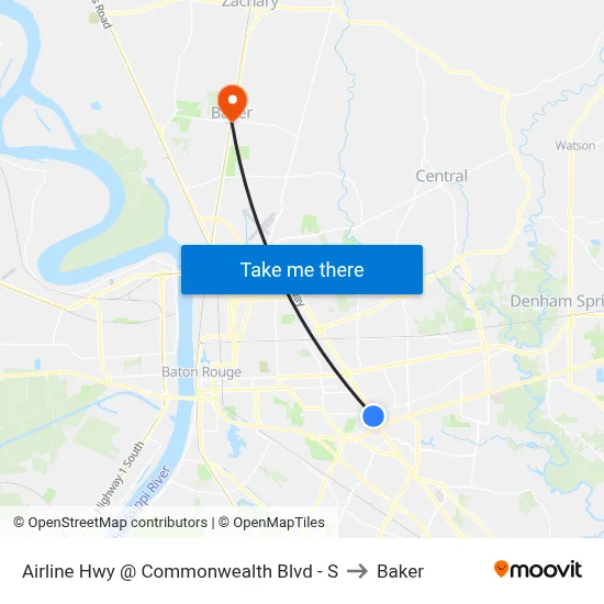 Airline Hwy @ Commonwealth Blvd - S to Baker map