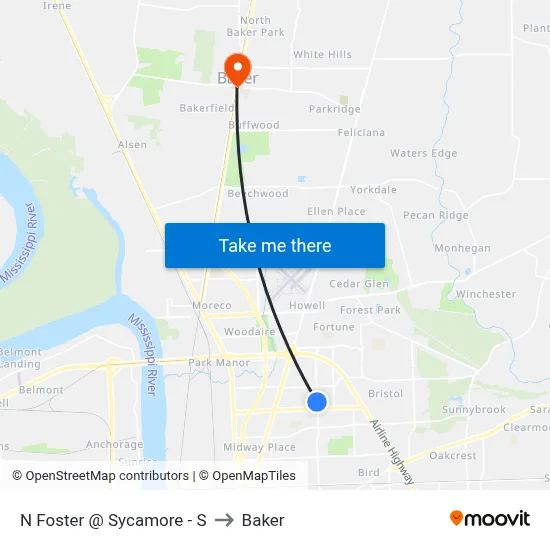 N Foster @ Sycamore - S to Baker map