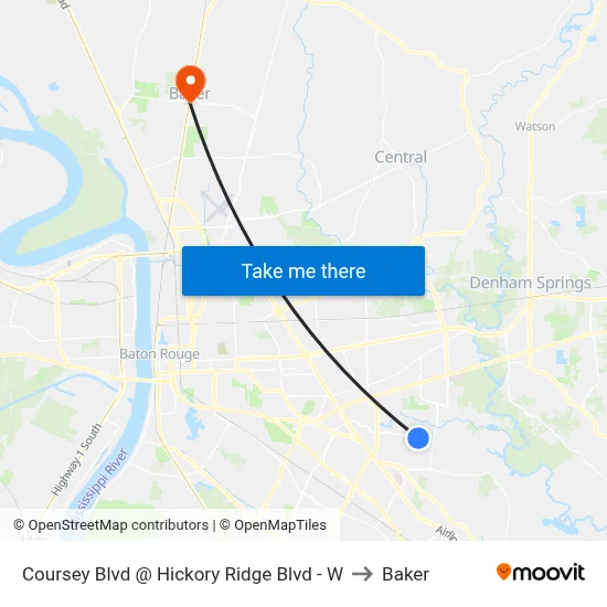Coursey Blvd @ Hickory Ridge Blvd - W to Baker map