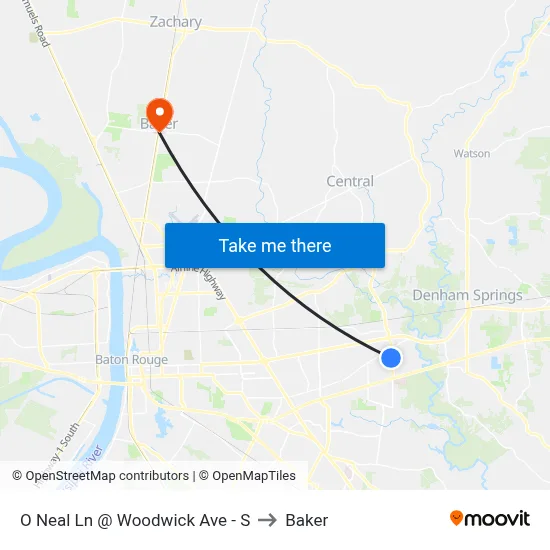 O Neal Ln @ Woodwick Ave - S to Baker map