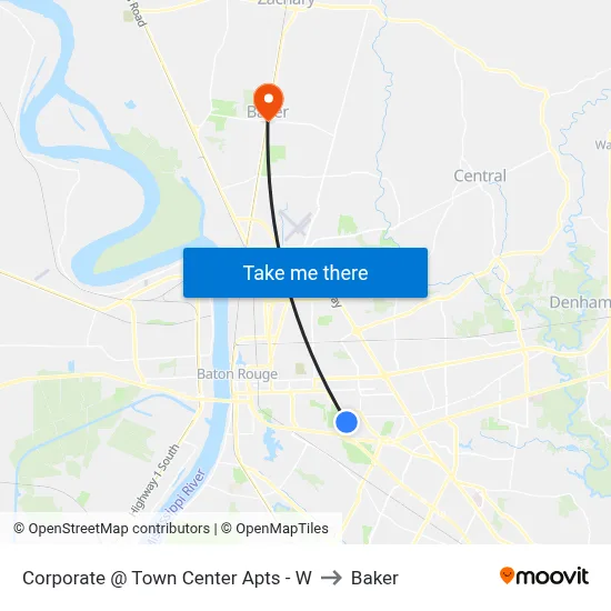 Corporate @ Town Center Apts - W to Baker map