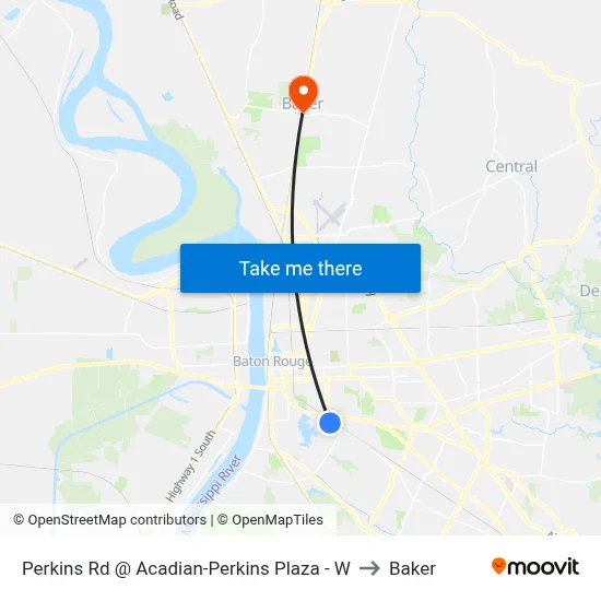 Perkins Rd @ Acadian-Perkins Plaza - W to Baker map