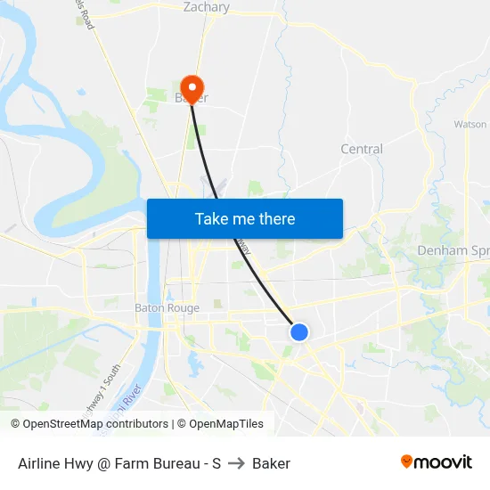 Airline Hwy @ Farm Bureau - S to Baker map