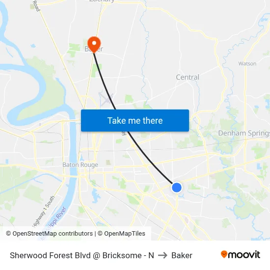 Sherwood Forest Blvd @ Bricksome - N to Baker map