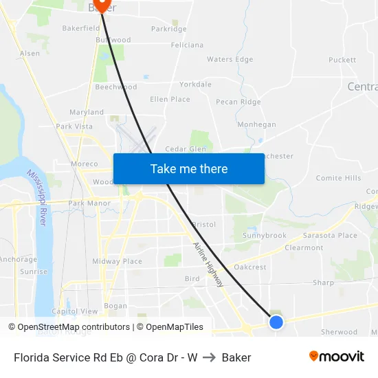 Florida Service Rd Eb @ Cora Dr - W to Baker map