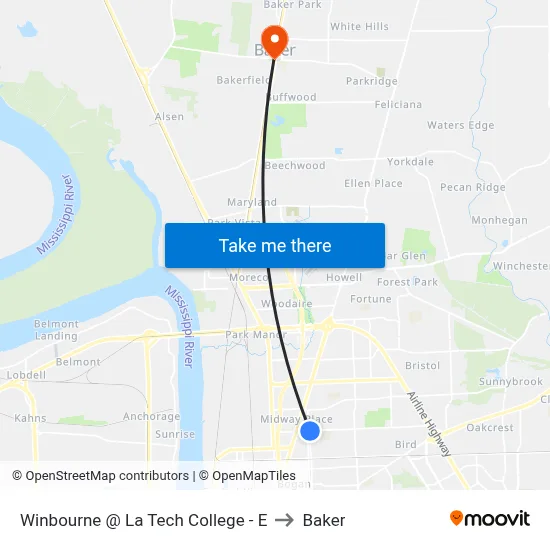 Winbourne @ La Tech College - E to Baker map