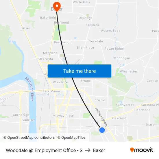 Wooddale @ Employment Office - S to Baker map