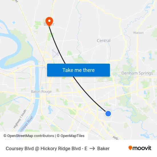 Coursey Blvd @ Hickory Ridge Blvd - E to Baker map