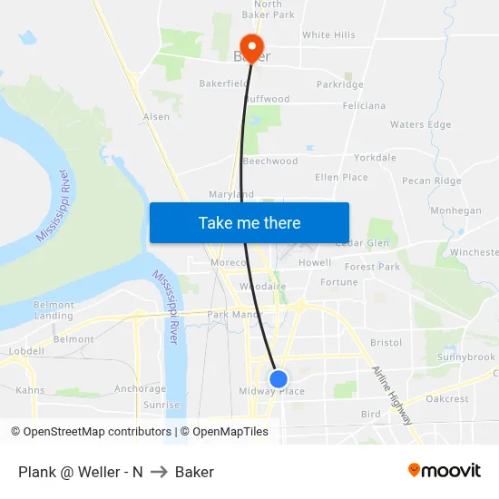 Plank @ Weller - N to Baker map