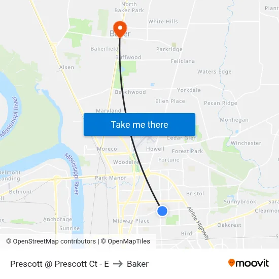 Prescott @ Prescott Ct - E to Baker map