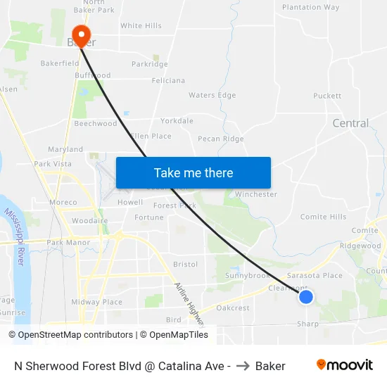 N Sherwood Forest Blvd @ Catalina Ave - to Baker map