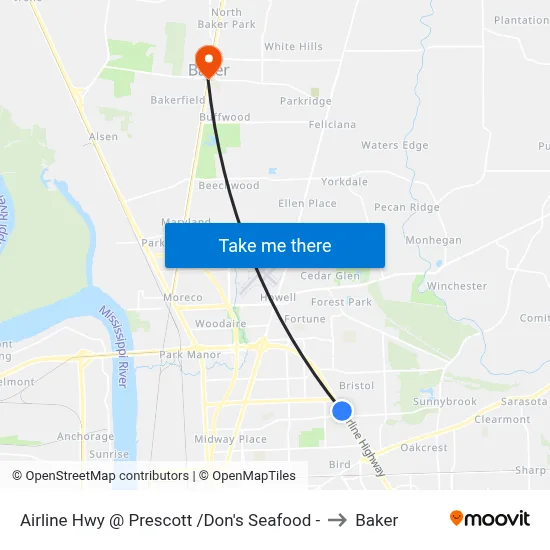 Airline Hwy @ Prescott /Don's Seafood - to Baker map