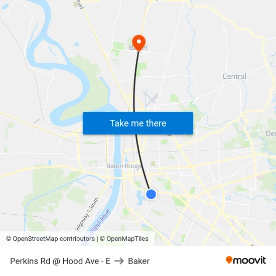 Perkins Rd @ Hood Ave - E to Baker map