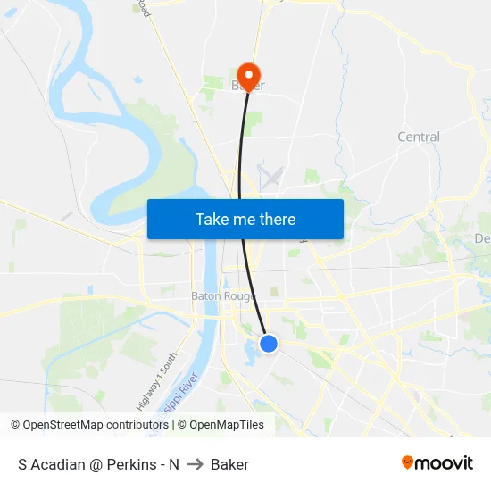 S Acadian @ Perkins - N to Baker map