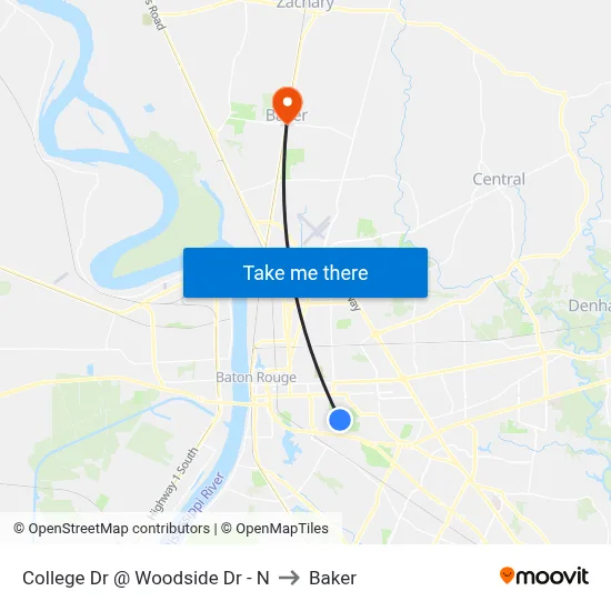College Dr @ Woodside Dr - N to Baker map