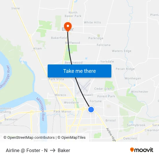 Airline @ Foster - N to Baker map