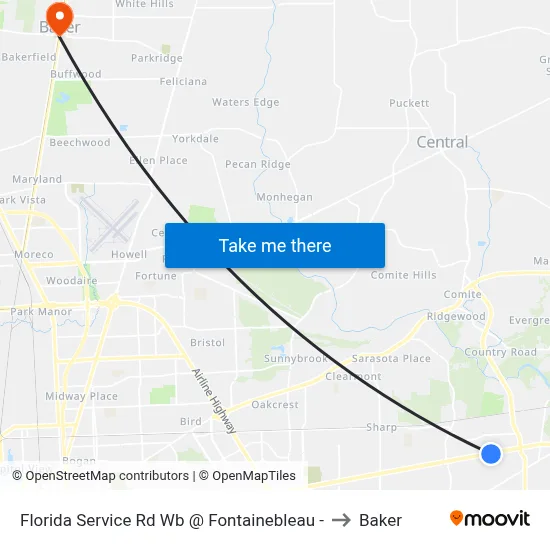Florida Service Rd Wb @ Fontainebleau - to Baker map