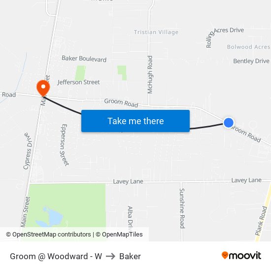 Groom @ Woodward - W to Baker map