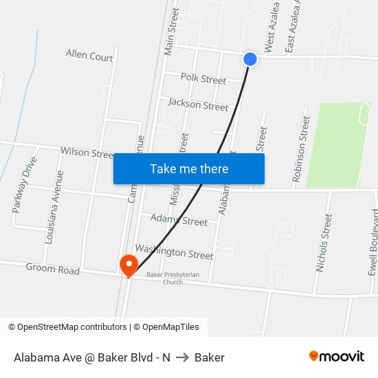 Alabama Ave @ Baker Blvd - N to Baker map