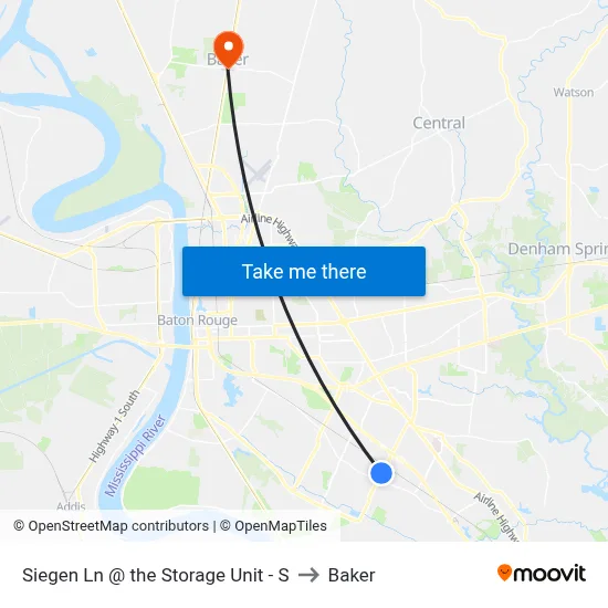 Siegen Ln @ the Storage Unit - S to Baker map