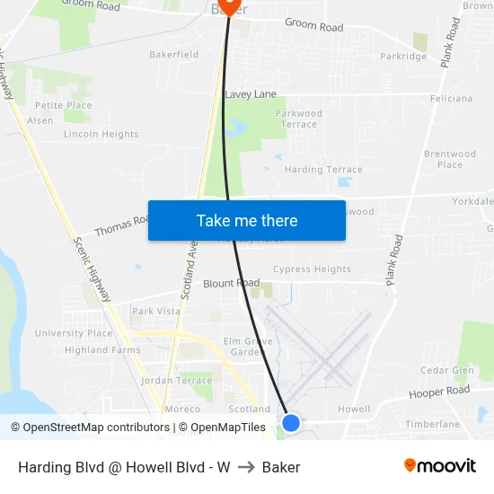 Harding Blvd @ Howell Blvd - W to Baker map