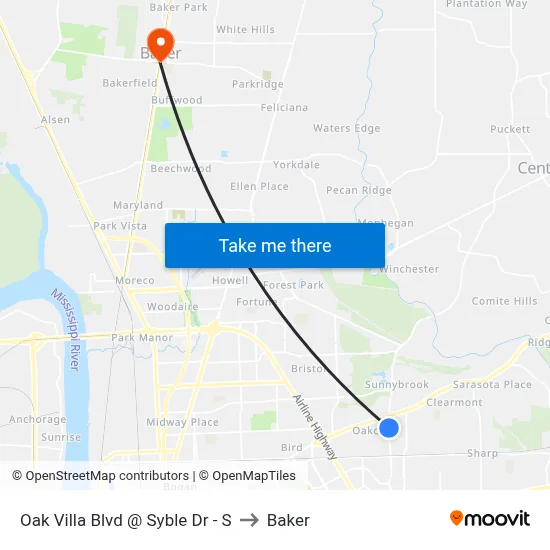 Oak Villa Blvd @ Syble Dr - S to Baker map