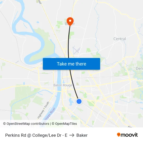 Perkins Rd @ College/Lee Dr - E to Baker map