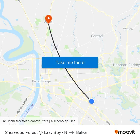 Sherwood Forest @ Lazy Boy - N to Baker map