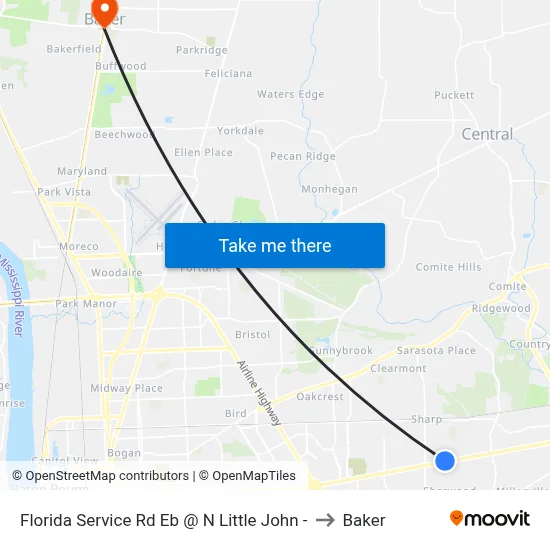 Florida Service Rd Eb @ N Little John - to Baker map
