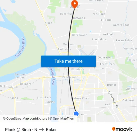 Plank @ Birch - N to Baker map