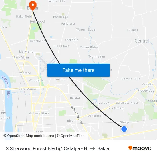 S Sherwood Forest Blvd @ Catalpa - N to Baker map