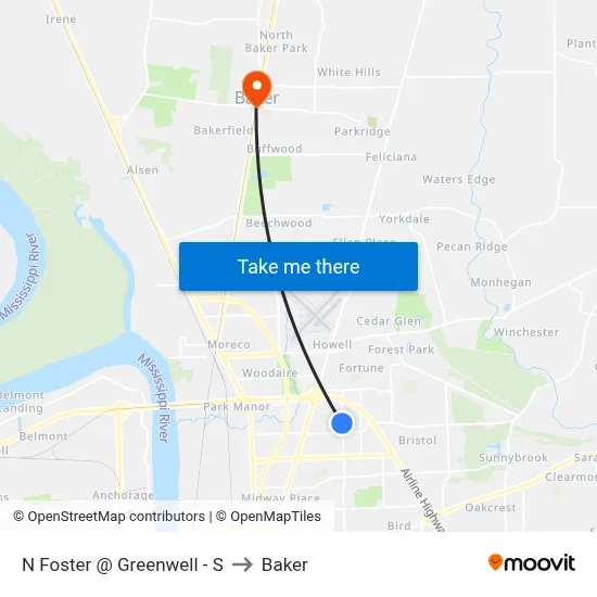 N Foster @ Greenwell - S to Baker map