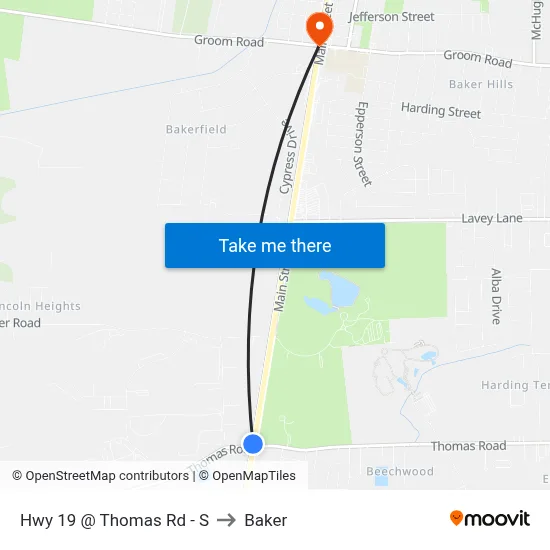 Hwy 19 @ Thomas Rd - S to Baker map