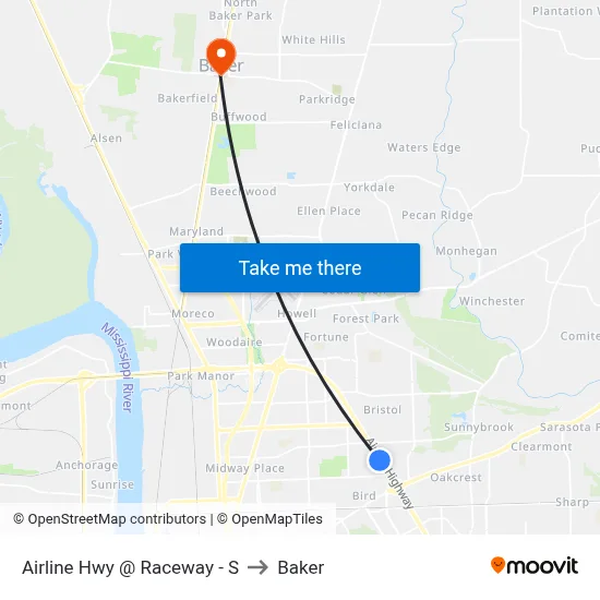 Airline Hwy @ Raceway - S to Baker map