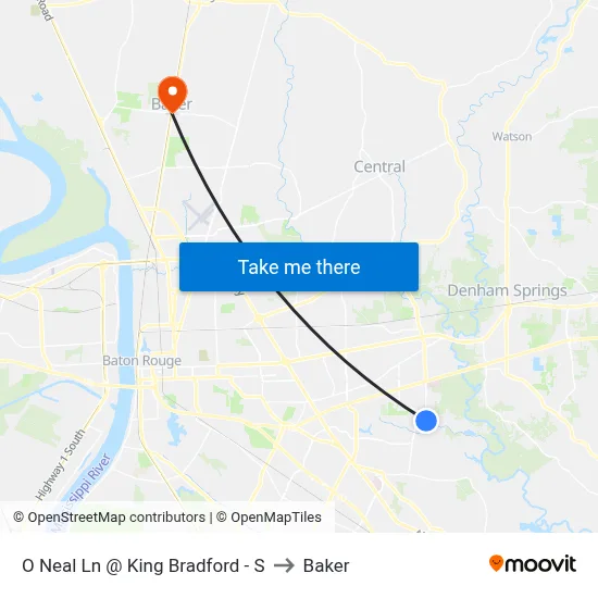 O Neal Ln @ King Bradford - S to Baker map