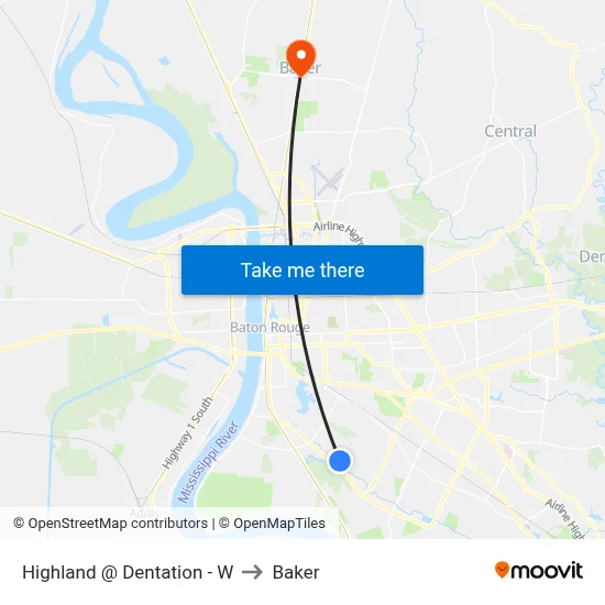 Highland @ Dentation - W to Baker map