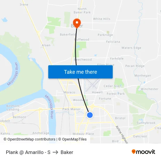 Plank @ Amarillo - S to Baker map