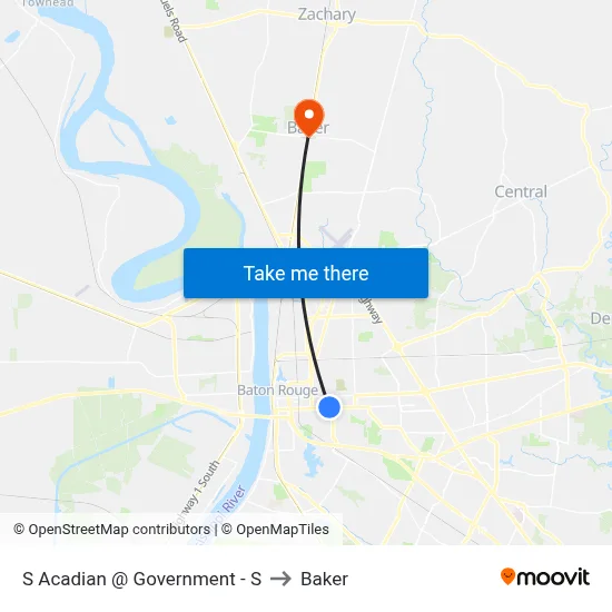 S Acadian @ Government - S to Baker map