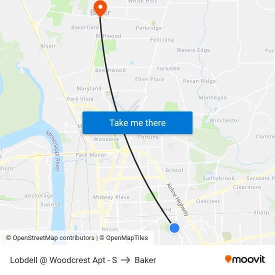 Lobdell @ Woodcrest Apt - S to Baker map